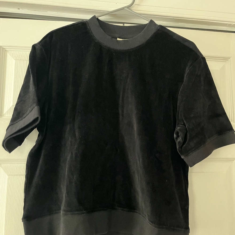 Pact Black Velvet Short Sleeve Top